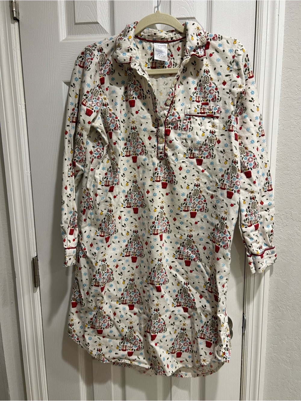 Lands End Holiday Tree Print Nightshirt Pajamas
